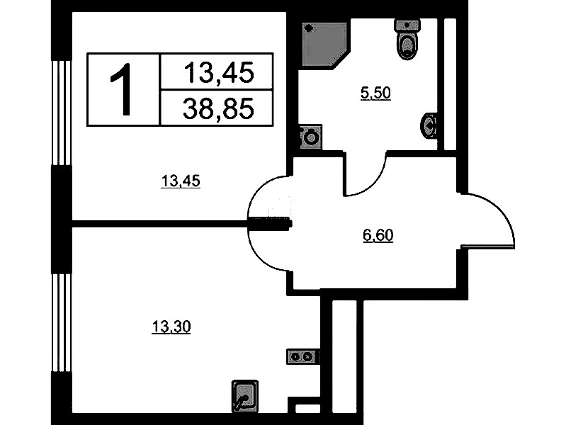1-комнатная квартира 38.85 м², 3/16 эт., ЖК «Avenue Apart Pulkovo»